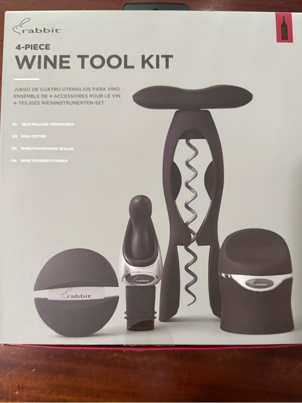 rabbit 4-Piece Wine Tool Kit — Black Wine Accessories Set